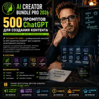 500 промптов ChatGPT для создания контента — AI Creator Bundle Pro 2026